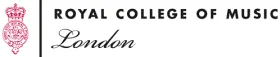 Logo of the Royal College of Music, London, featuring a red emblem on the left and bold text "Royal College of Music London" on the right.