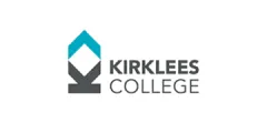 Logo of Kirklees College featuring a stylized geometric shape with blue and gray colors, accompanied by the text "Kirklees College" in bold lettering.
